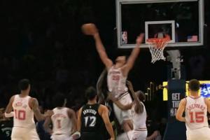 超级大“血”帽！杜兰特最后一攻失误 申京高高跃起血帽拯救比赛