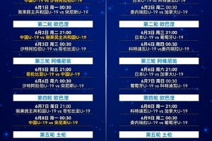 5月31日-6月14日，中国U-19国家男子足球队将参加土伦杯足球赛