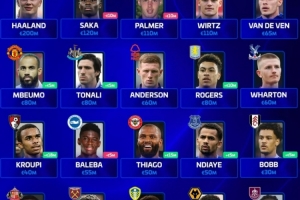 英超各支球队最贵球员：哈兰德领衔，萨卡、帕尔默、维尔茨在列