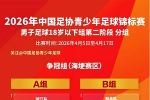 青少年足球锦标赛男子足球U18组第二阶段（争冠组）分组+赛程出炉