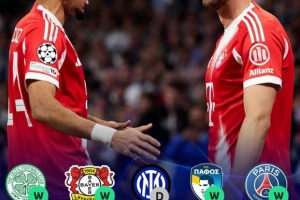 拜仁近9场欧冠客场战绩7胜1平1负，只输给过阿森纳