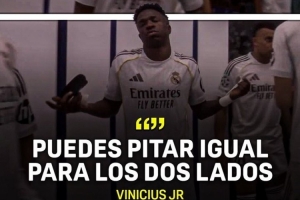 维尼修斯中场休息时抱怨：裁判应该对两支球队进行公正吹罚