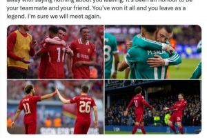 萨拉赫社媒致敬罗伯逊：成为你的朋友是我的荣幸，你作为传奇离开