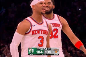 够硬气！哈特弧顶持球直接命中三分几乎杀死比赛 激情庆祝