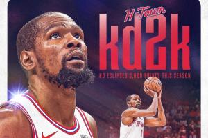 得分高手！杜兰特赛季总得分破2000 个人生涯第8次