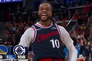 百步穿杨！加兰撤步速射三分轰停勇士 激情庆祝送飞吻