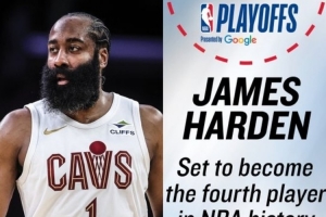 季后赛常客！哈登生涯前17个赛季均打进季后赛 历史第4人